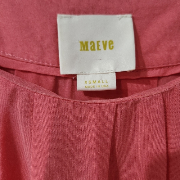 Maeve Women's Flutter Sleeve Top Size XS Coral Button High Low Hem Girlhoodcore - Picture 4 of 7